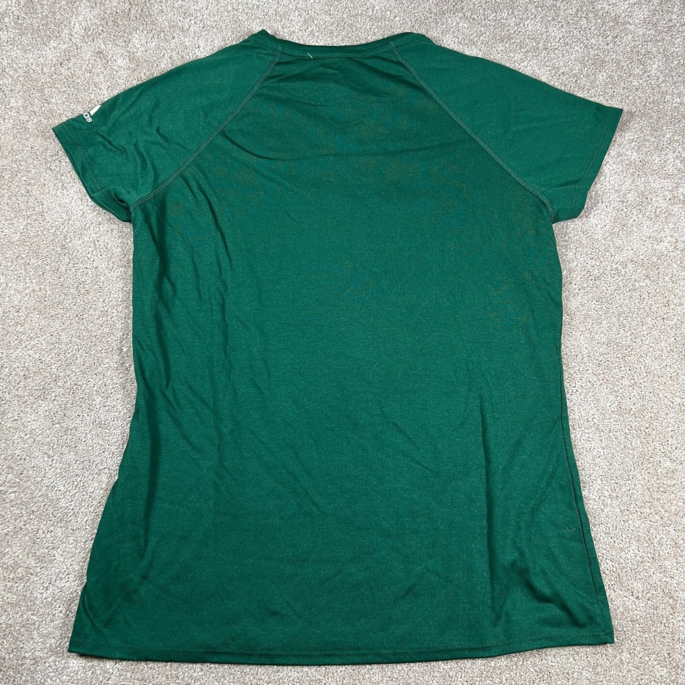Adidas Womens L Green Graphic V-Neck Miami NCAA Climalite Football T-Shirt NWT - Picture 2 of 5